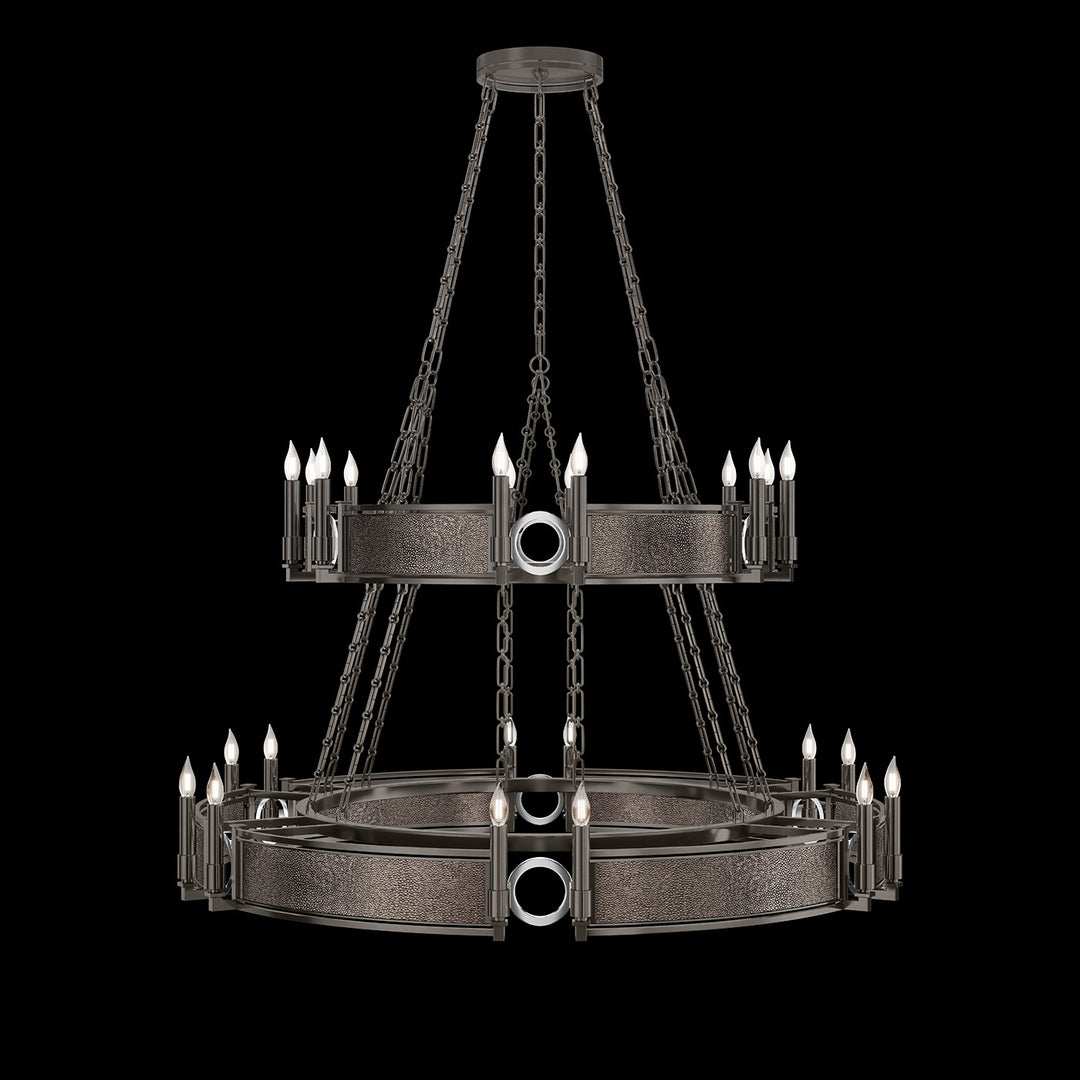 Fine Art Handcrafted Lighting Mirage 50"W Round Chandelier in Midnight Steel, Nickel, Pebble (100036-721)
