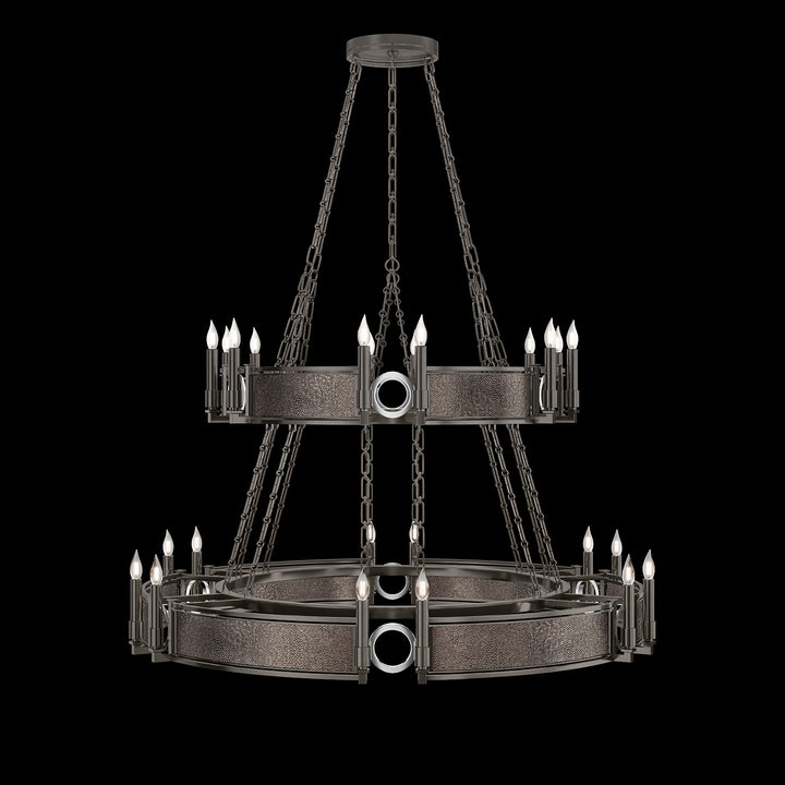 Fine Art Handcrafted Lighting Mirage 50"W Round Chandelier in Midnight Steel, Nickel, Pebble (100036-721)
