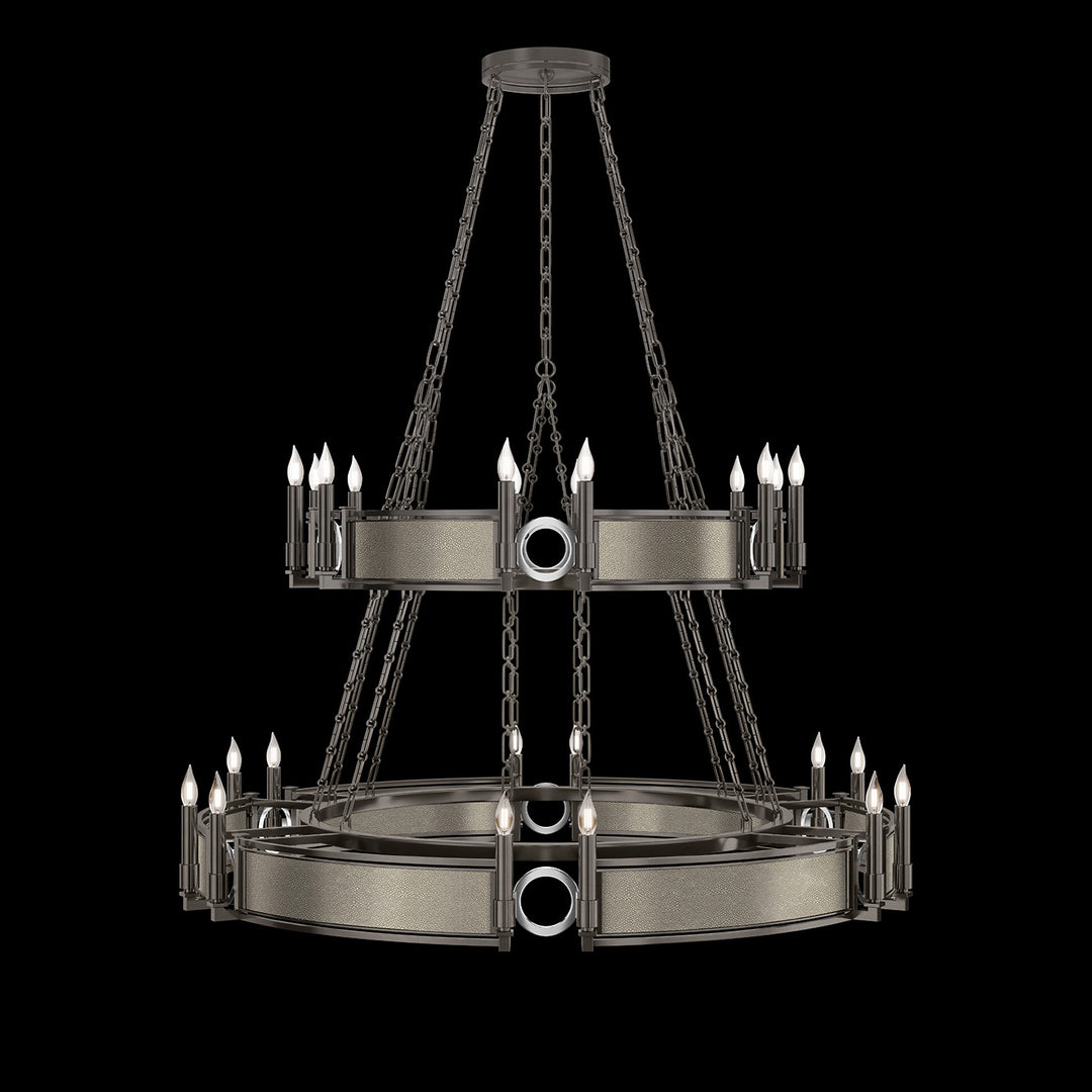 Fine Art Handcrafted Lighting Mirage 50"W Round Chandelier in Midnight Steel, Nickel, Coco (100036-722)