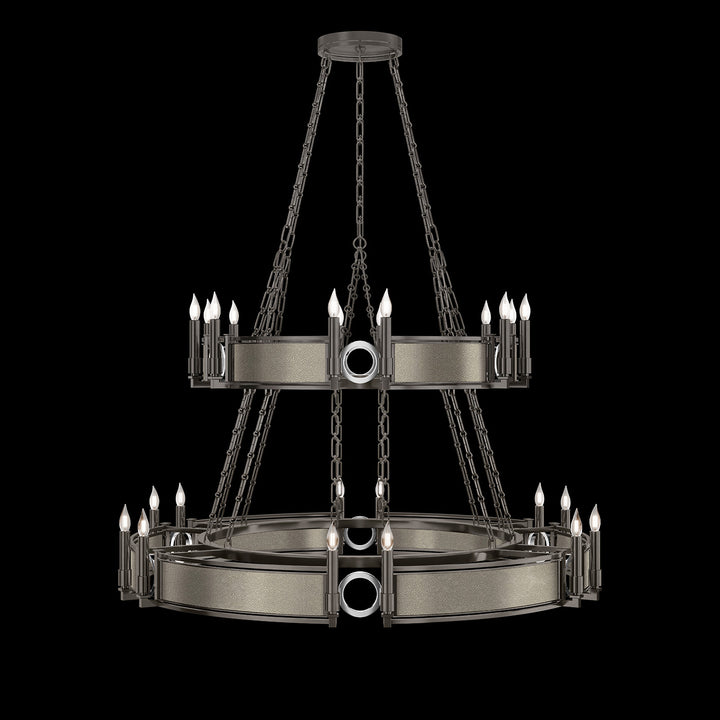 Fine Art Handcrafted Lighting Mirage 50"W Round Chandelier in Midnight Steel, Nickel, Coco (100036-722)