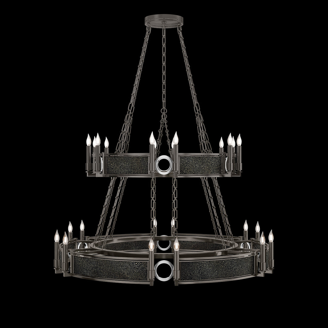 Fine Art Handcrafted Lighting Mirage 50"W Round Chandelier in Midnight Steel, Nickel, Black Knight (100036-723)