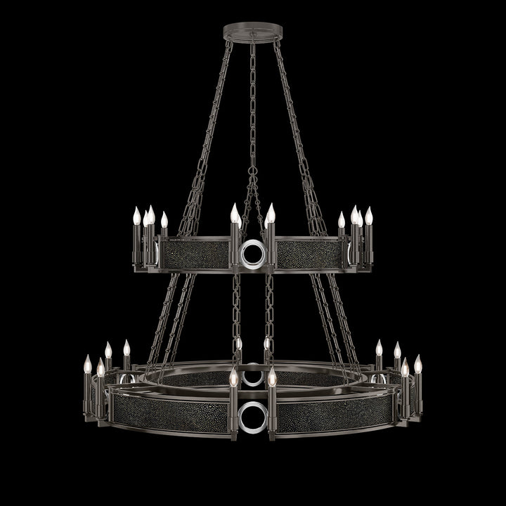 Fine Art Handcrafted Lighting Mirage 50"W Round Chandelier in Midnight Steel, Nickel, Black Knight (100036-723)