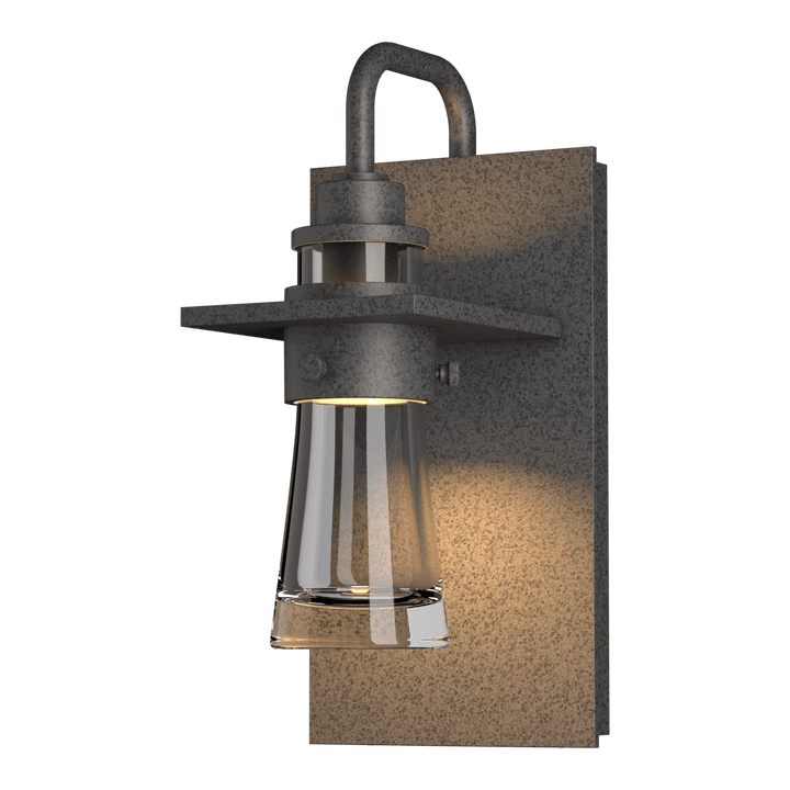 Erlenmeyer Outdoor Sconce Outdoor Wall Lights Hubbardton Forge Coastal Natural Iron 4.5x9.5 Clear Glass (ZM)