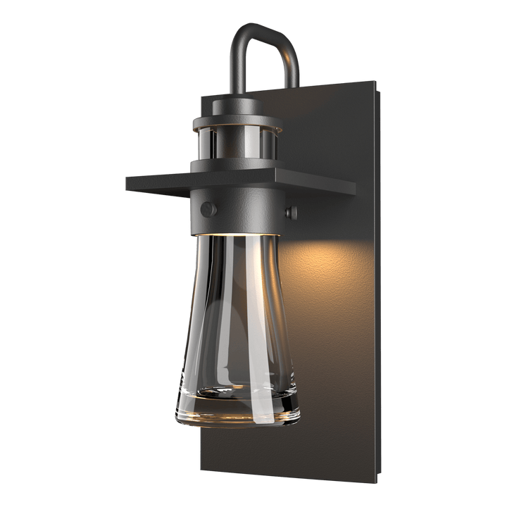 Hubbardton Forge Erlenmeyer Medium Outdoor Sconce Outdoor Wall Lights Hubbardton Forge Coastal Black Clear Glass (ZM) 