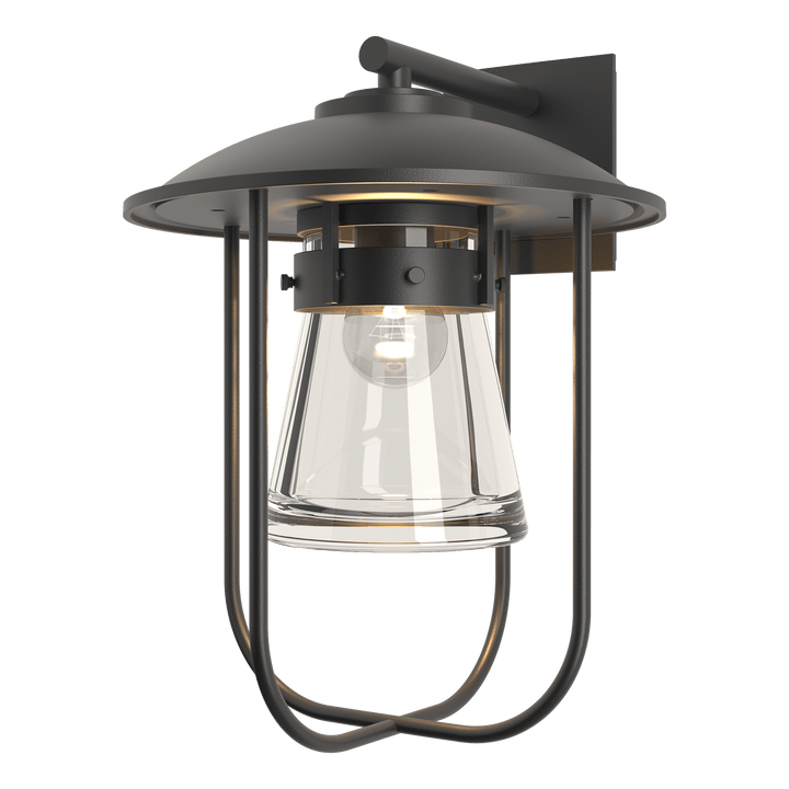 Hubbardton Forge Erlenmeyer Large Outdoor Sconce Outdoor Wall Lights Hubbardton Forge Coastal Black Clear Glass (ZM)