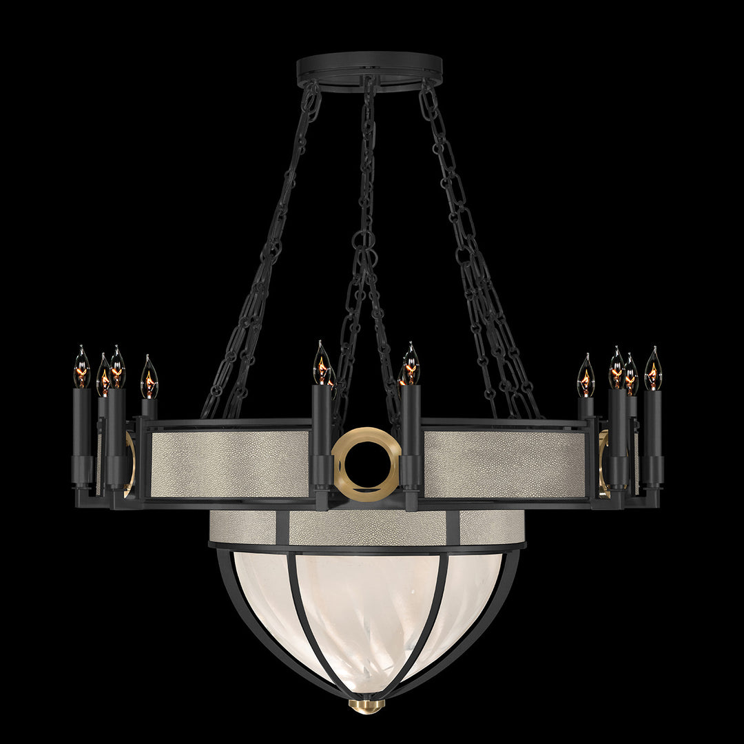 Fine Art Handcrafted Lighting Mirage 35.75"W Round Chandelier 100037 in Standard Black Iron, Brass, Coco (100037-112)