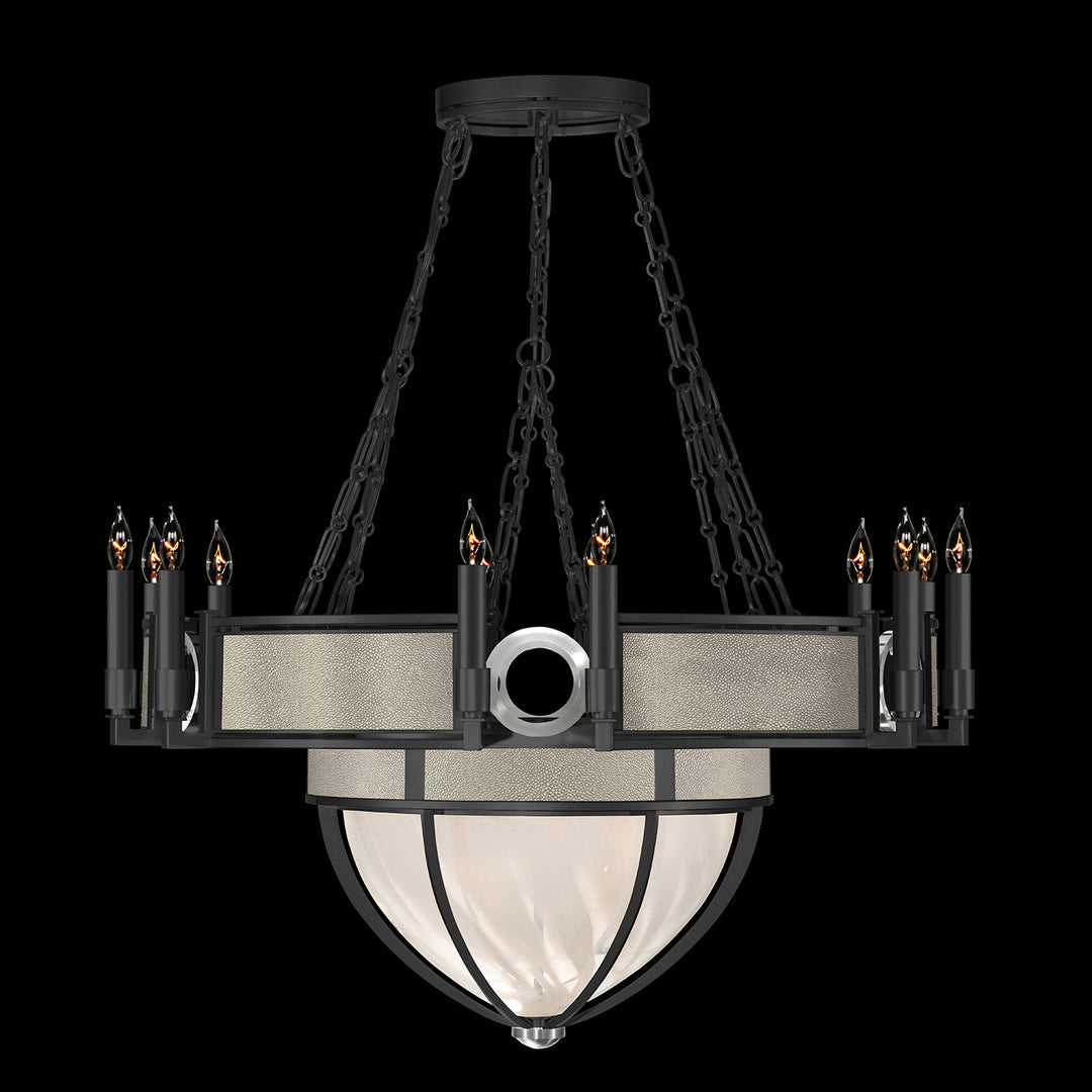 Fine Art Handcrafted Lighting Mirage 35.75"W Round Chandelier 100037 in Standard Black Iron, Nickel, Coco (100037-122)