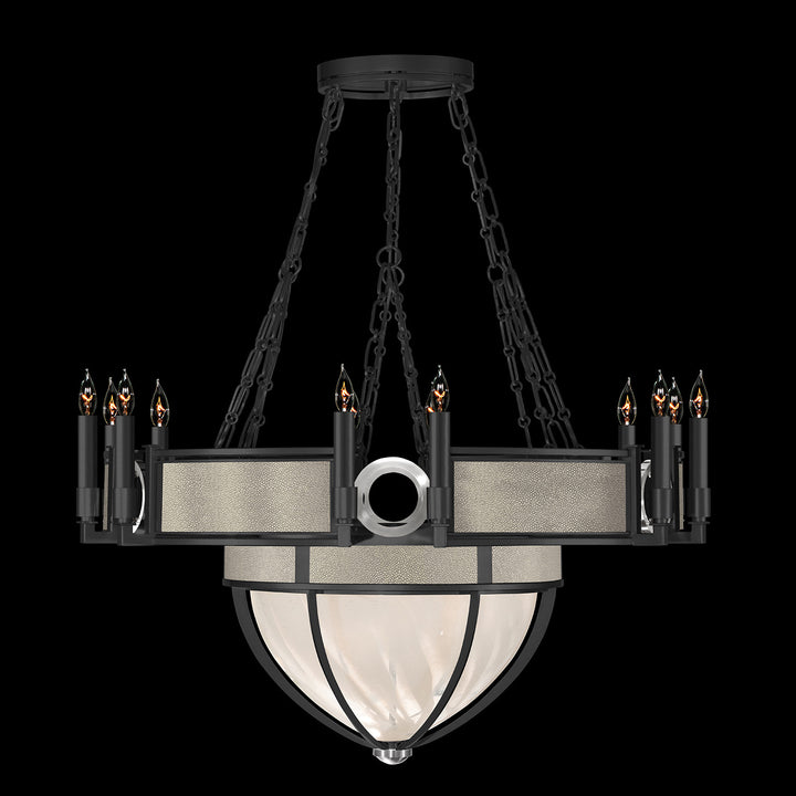 Fine Art Handcrafted Lighting Mirage 35.75"W Round Chandelier 100037 in Standard Black Iron, Nickel, Coco (100037-122)