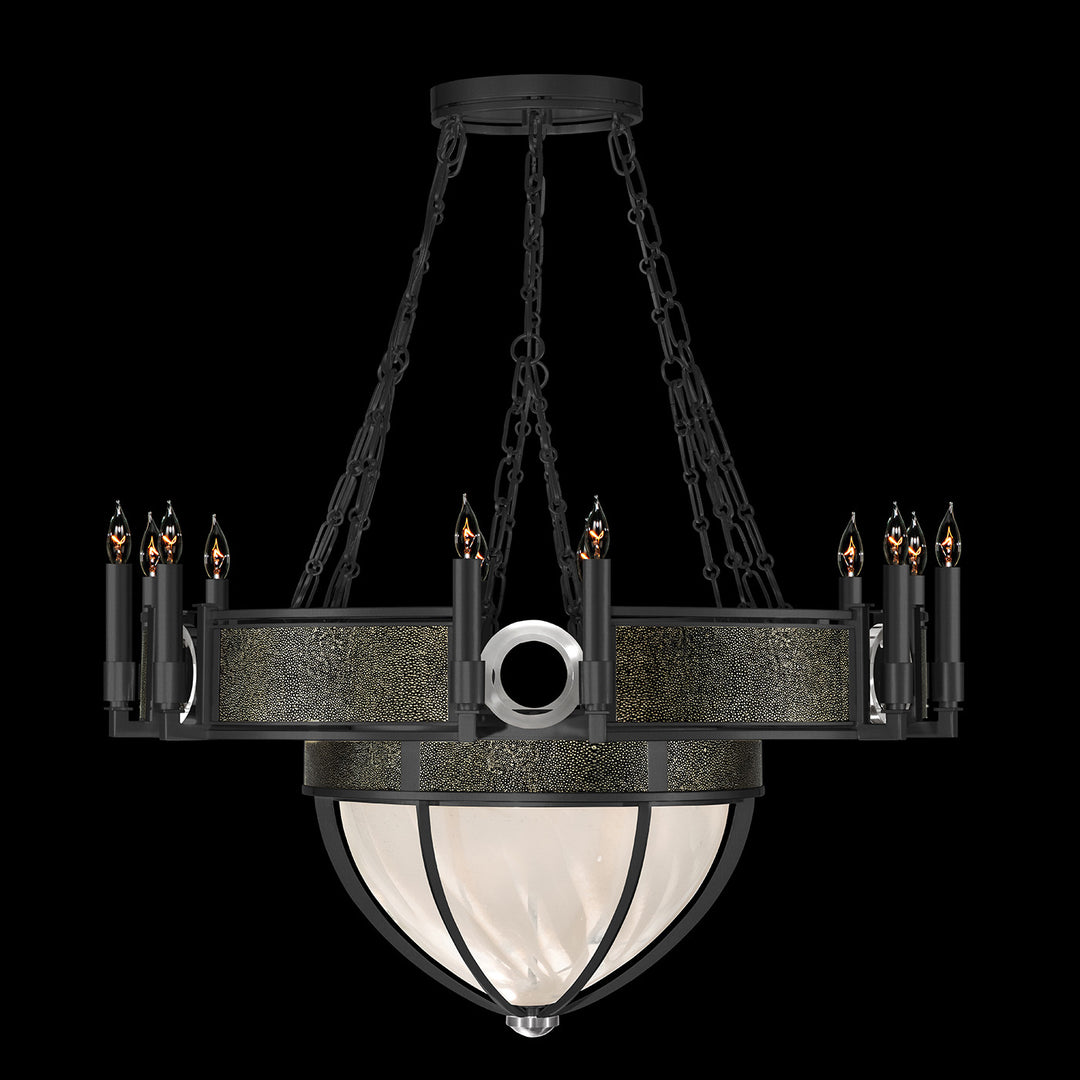 Fine Art Handcrafted Lighting Mirage 35.75"W Round Chandelier 100037 in Standard Black Iron, Nickel, Black Knight (100037-123)