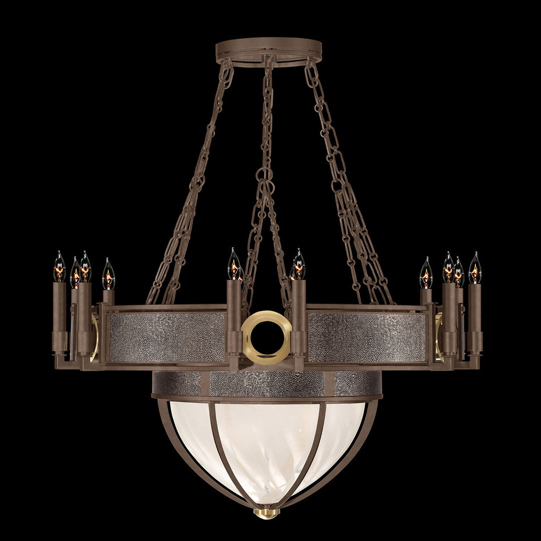 Fine Art Handcrafted Lighting Mirage 35.75"W Round Chandelier 100037 in Standard Bronze, Brass, Pebble (100037-211)