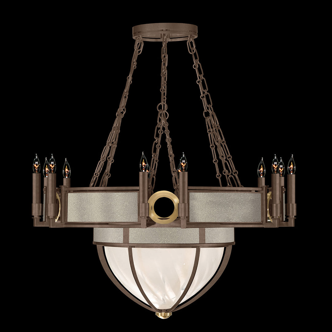 Fine Art Handcrafted Lighting Mirage 35.75"W Round Chandelier 100037 in Standard Bronze, Brass, Coco (100037-212)