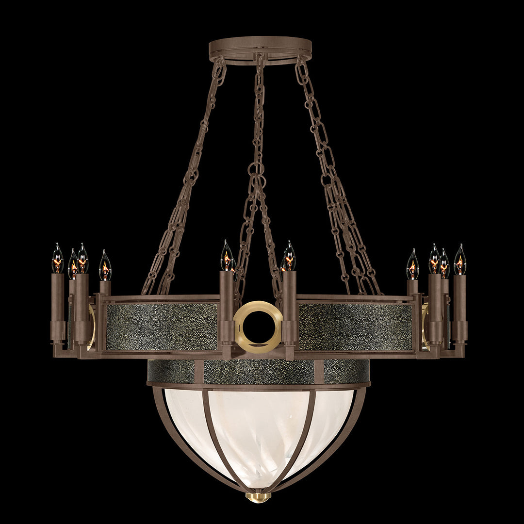 Fine Art Handcrafted Lighting Mirage 35.75"W Round Chandelier 100037 in Standard Bronze, Brass, Black Knight (100037-213)