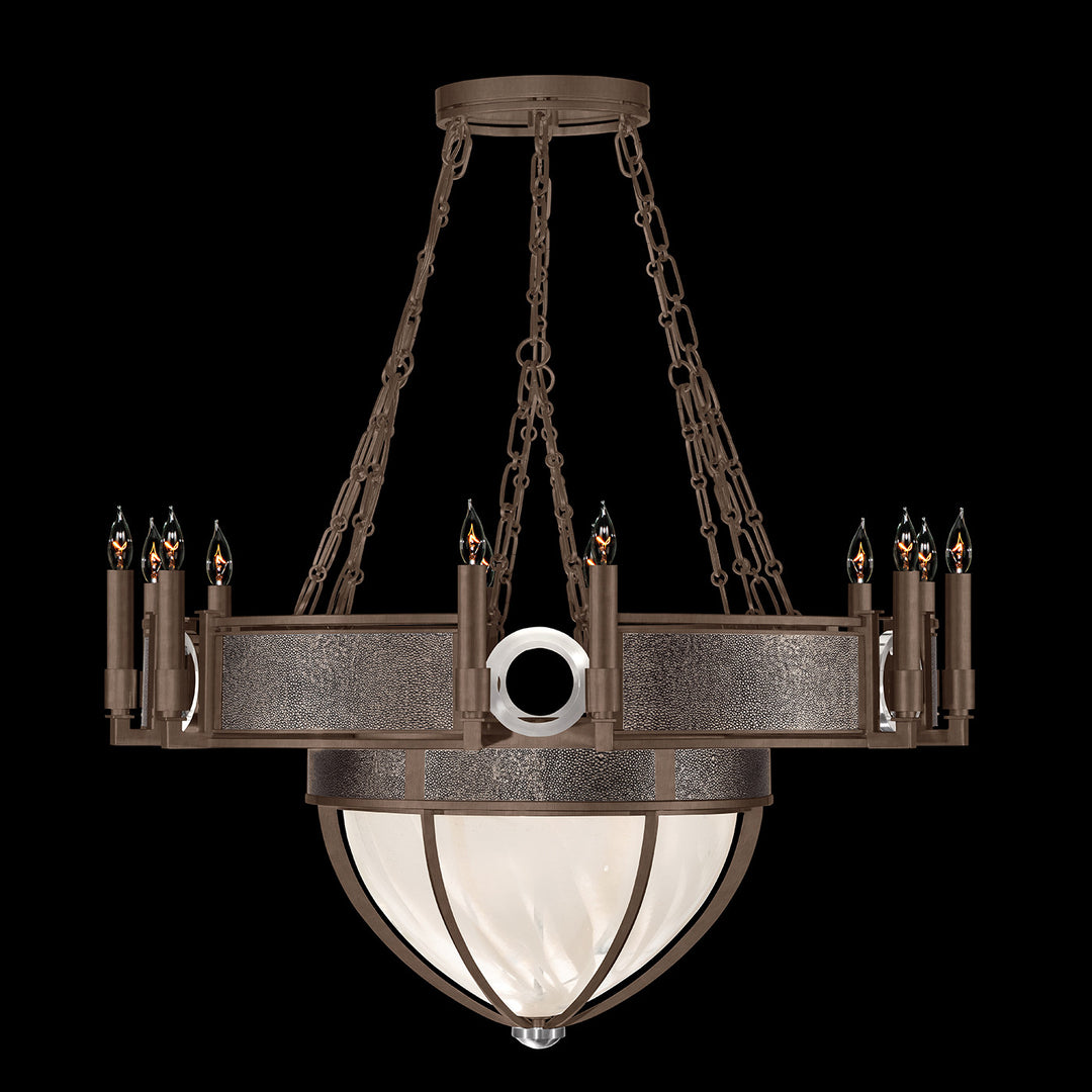 Fine Art Handcrafted Lighting Mirage 35.75"W Round Chandelier 100037 in Standard Bronze, Nickel, Pebble (100037-221)