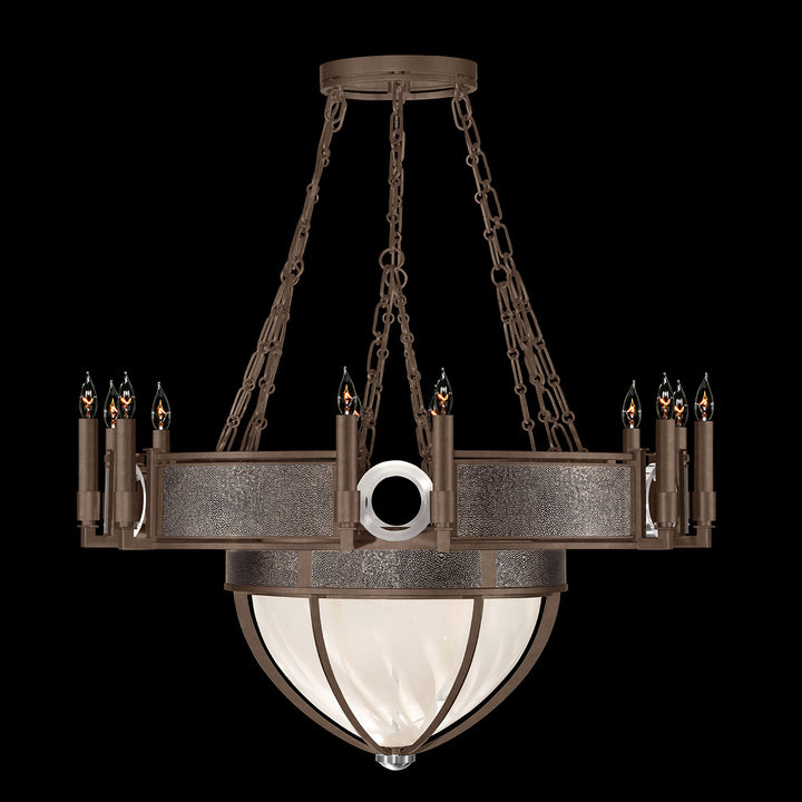 Fine Art Handcrafted Lighting Mirage 35.75"W Round Chandelier 100037 in Standard Bronze, Nickel, Pebble (100037-221)