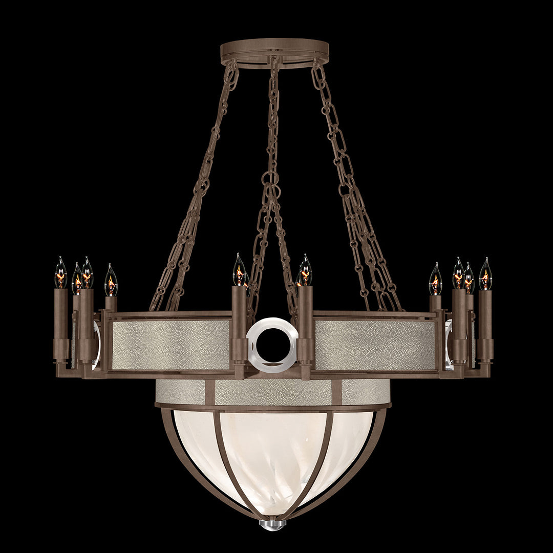 Fine Art Handcrafted Lighting Mirage 35.75"W Round Chandelier 100037 in Standard Bronze, Nickel, Coco (100037-222)