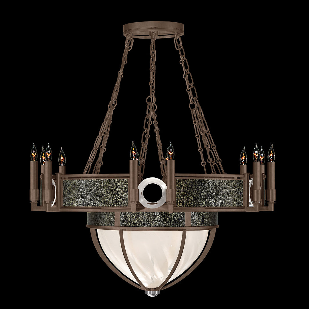 Fine Art Handcrafted Lighting Mirage 35.75"W Round Chandelier 100037 in Standard Bronze, Nickel, Black Knight (100037-223)