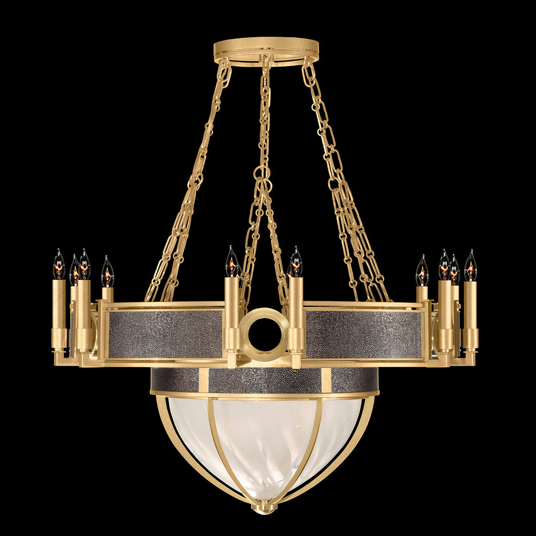 Fine Art Handcrafted Lighting Mirage 35.75"W Round Chandelier 100037 in Standard Gold Leaf, Brass, Pebble (100037-311)