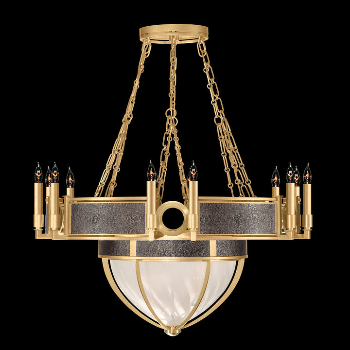 Fine Art Handcrafted Lighting Mirage 35.75"W Round Chandelier 100037 in Standard Gold Leaf, Brass, Pebble (100037-311)