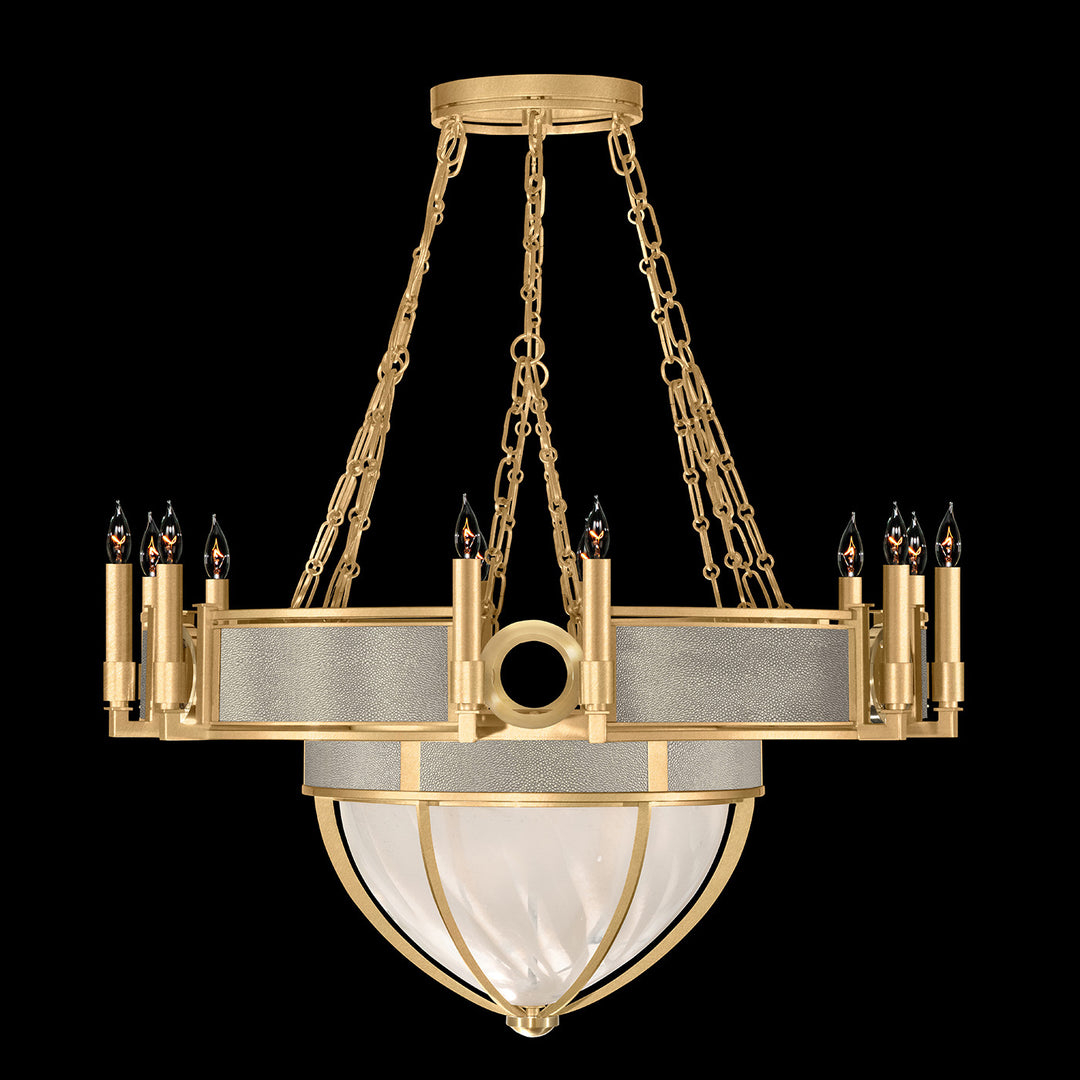 Fine Art Handcrafted Lighting Mirage 35.75"W Round Chandelier 100037 in Standard Gold Leaf, Brass, Coco (100037-312)