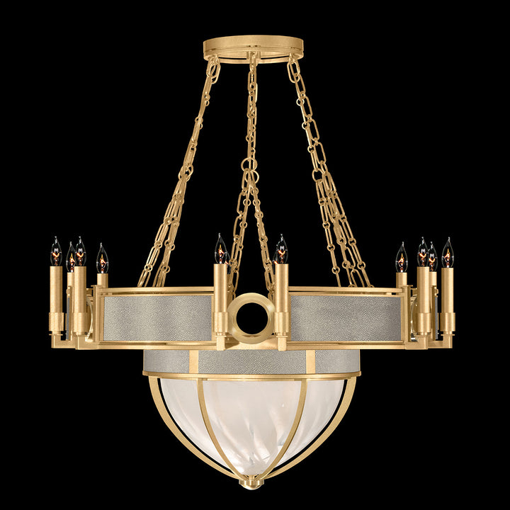 Fine Art Handcrafted Lighting Mirage 35.75"W Round Chandelier 100037 in Standard Gold Leaf, Brass, Coco (100037-312)
