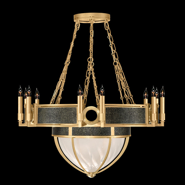 Fine Art Handcrafted Lighting Mirage 35.75"W Round Chandelier 100037 in Standard Gold Leaf, Brass, Black Knight (100037-313)