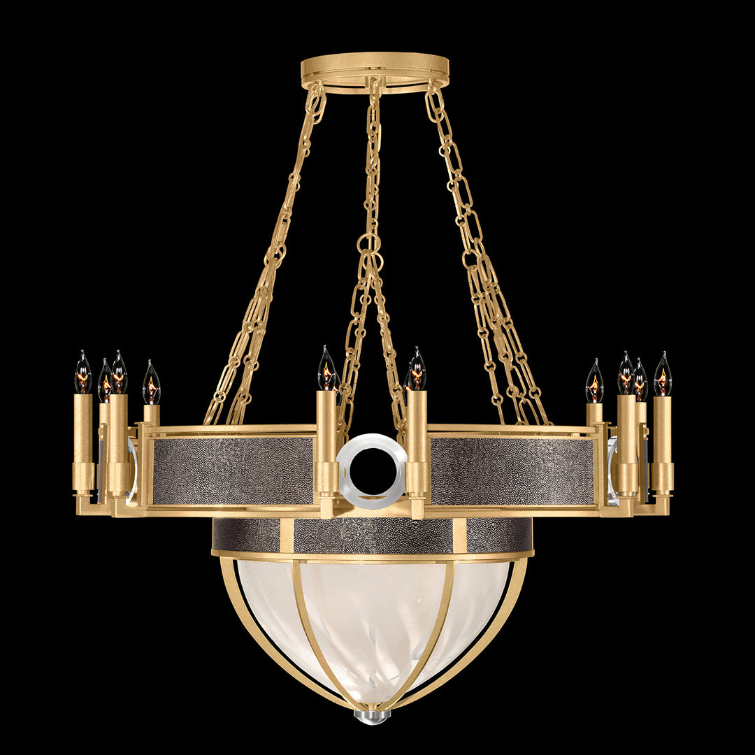 Fine Art Handcrafted Lighting Mirage 35.75"W Round Chandelier 100037 in Standard Gold Leaf, Nickel, Pebble (100037-321)
