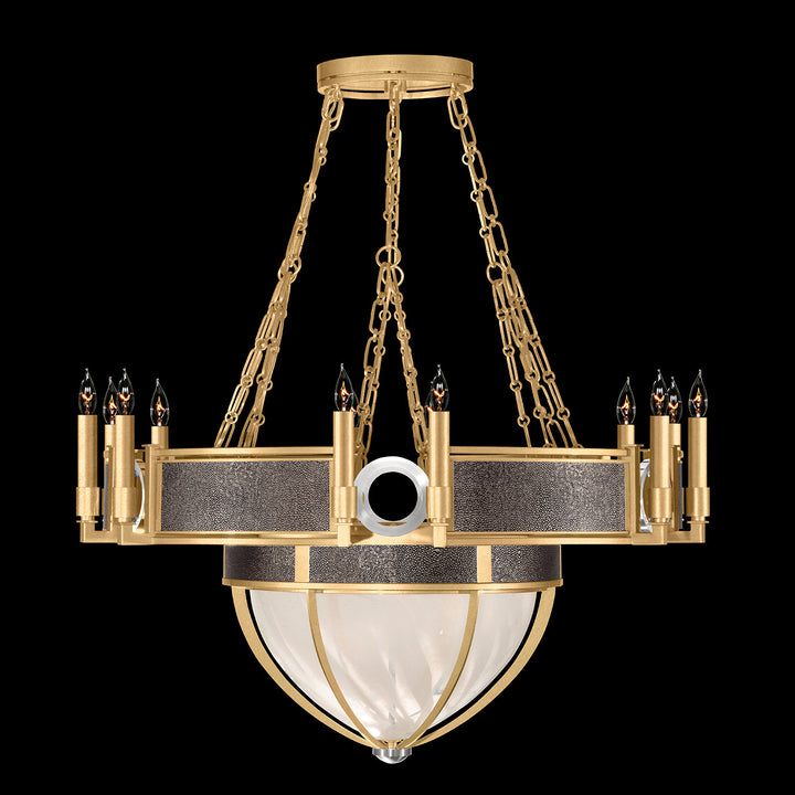 Fine Art Handcrafted Lighting Mirage 35.75"W Round Chandelier 100037 in Standard Gold Leaf, Nickel, Pebble (100037-321)