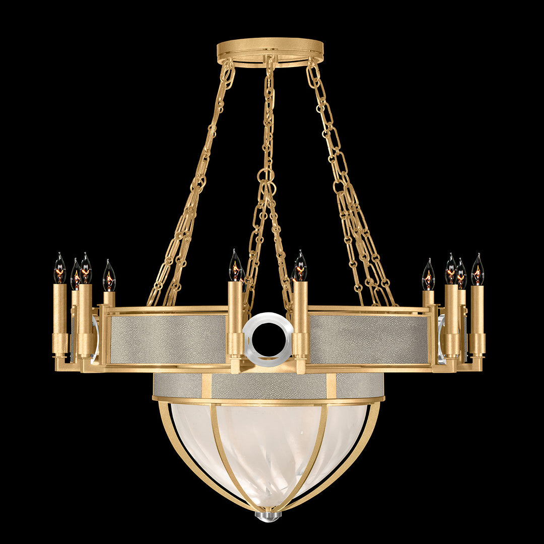 Fine Art Handcrafted Lighting Mirage 35.75"W Round Chandelier 100037 in Standard Gold Leaf, Nickel, Coco (100037-322)