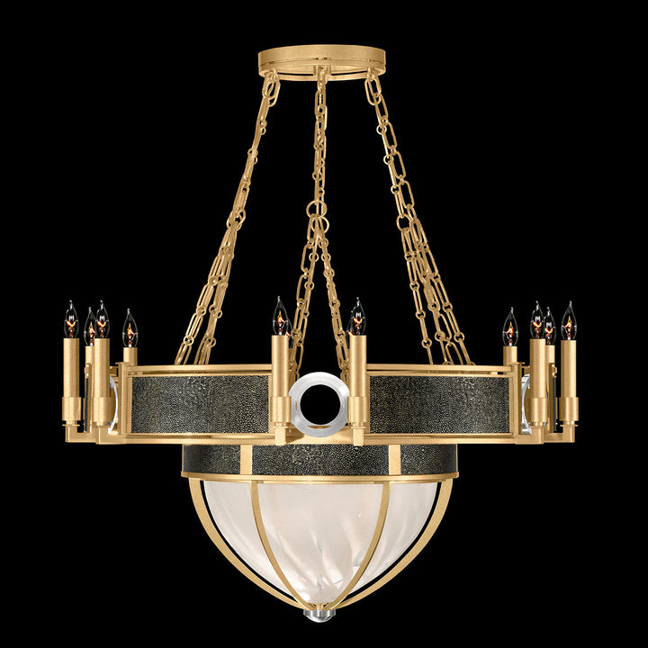 Fine Art Handcrafted Lighting Mirage 35.75"W Round Chandelier 100037 in Standard Gold Leaf, Nickel, Black Knight (100037-323)