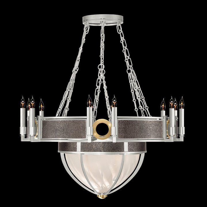 Fine Art Handcrafted Lighting Mirage 35.75"W Round Chandelier 100037 in Standard Silver Leaf, Brass, Pebble (100037-411)