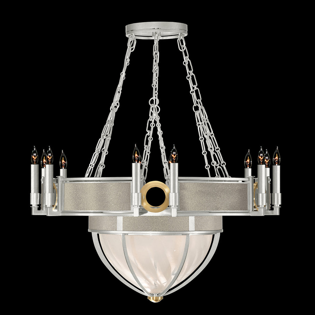 Fine Art Handcrafted Lighting Mirage 35.75"W Round Chandelier 100037 in Standard Silver Leaf, Brass, Coco (100037-412)