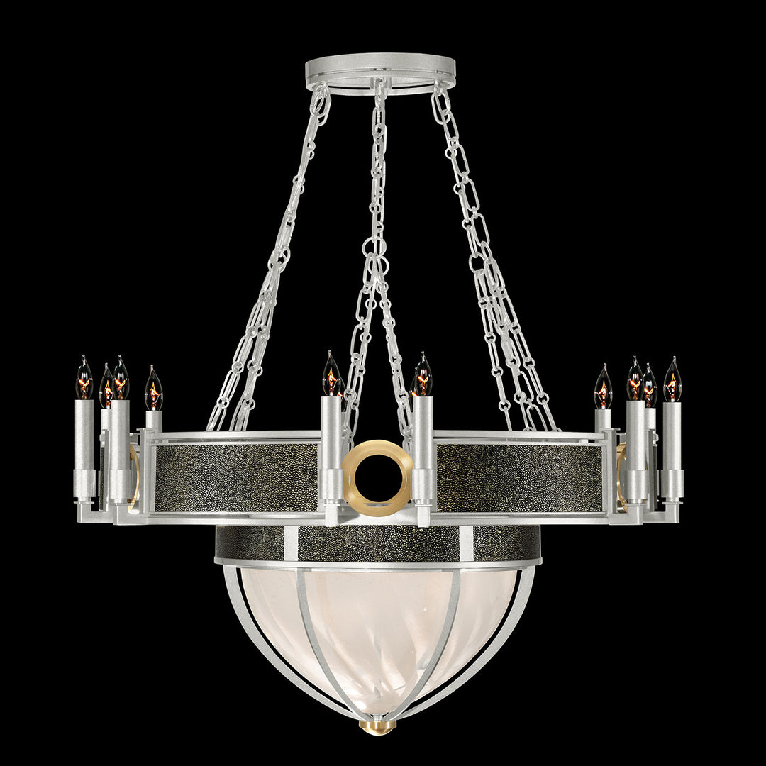 Fine Art Handcrafted Lighting Mirage 35.75"W Round Chandelier 100037 in Standard Silver Leaf, Brass, Black Knight (100037-413)