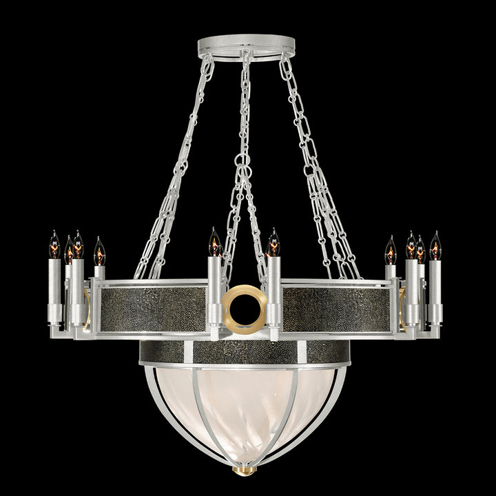 Fine Art Handcrafted Lighting Mirage 35.75"W Round Chandelier 100037 in Standard Silver Leaf, Brass, Black Knight (100037-413)