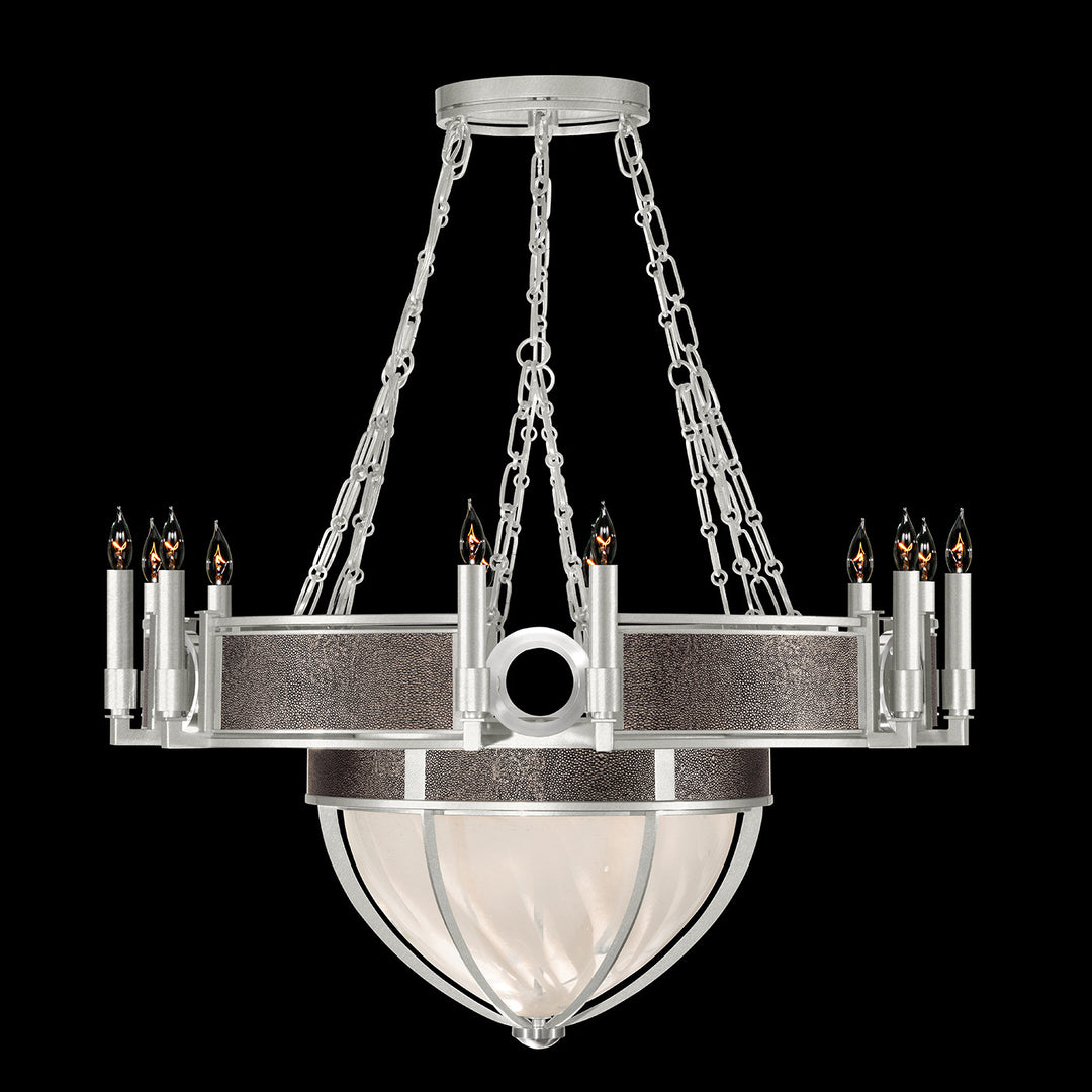 Fine Art Handcrafted Lighting Mirage 35.75"W Round Chandelier 100037 in Standard Silver Leaf, Nickel, Pebble (100037-421)