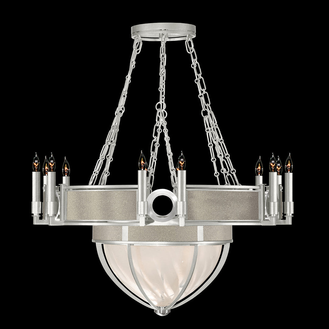 Fine Art Handcrafted Lighting Mirage 35.75"W Round Chandelier 100037 in Standard Silver Leaf, Nickel, Coco (100037-422)
