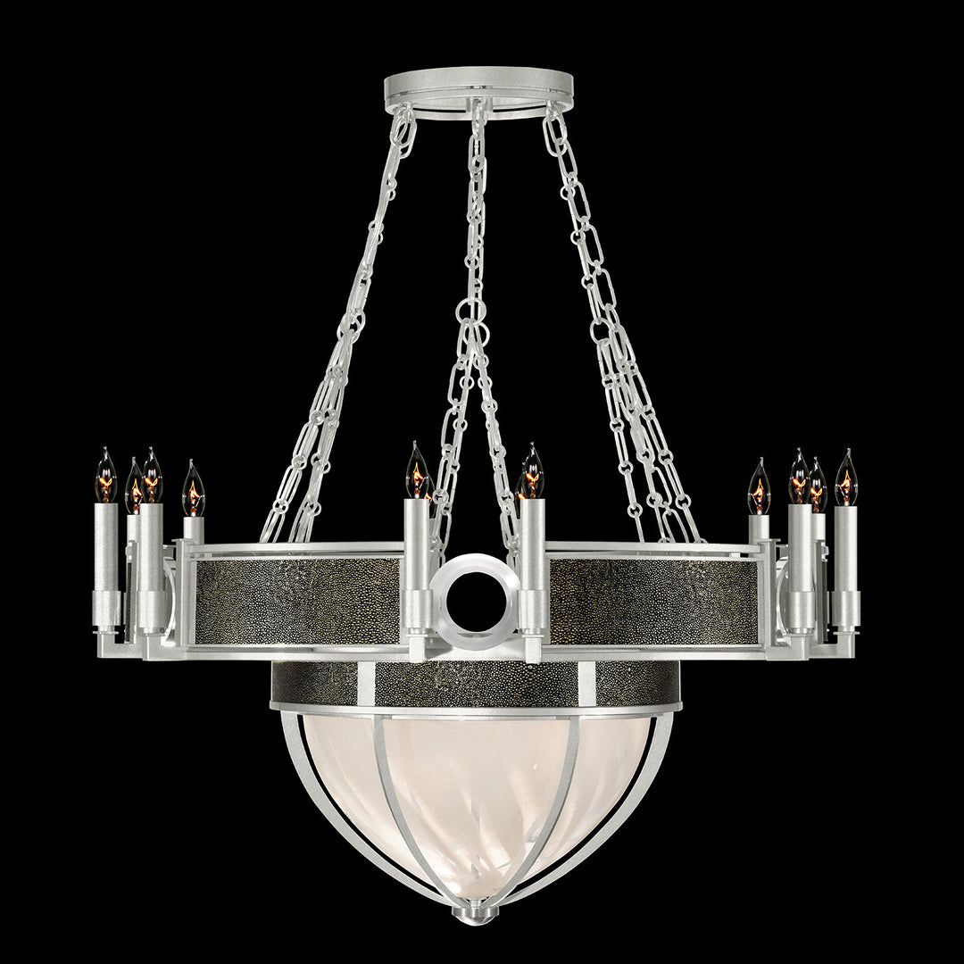 Fine Art Handcrafted Lighting Mirage 35.75"W Round Chandelier 100037 in Standard Silver Leaf, Nickel, Black Knight (100037-423)