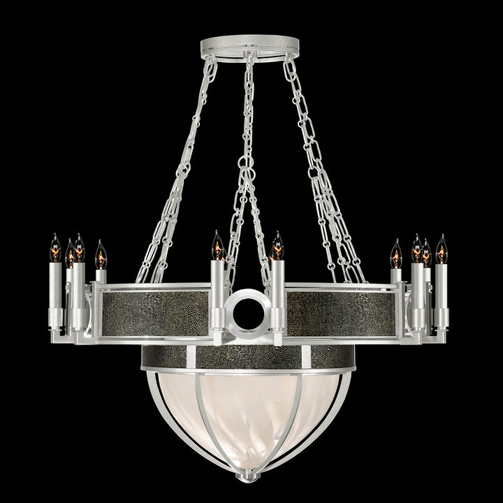 Fine Art Handcrafted Lighting Mirage 35.75"W Round Chandelier 100037 in Standard Silver Leaf, Nickel, Black Knight (100037-423)