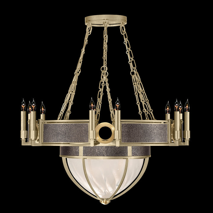 Fine Art Handcrafted Lighting Mirage 35.75"W Round Chandelier 100037 in Standard Soft Gold Leaf, Brass, Pebble (100037-511)