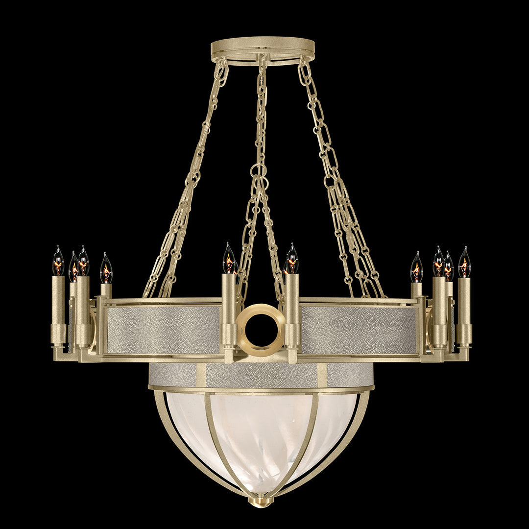 Fine Art Handcrafted Lighting Mirage 35.75"W Round Chandelier 100037 in Standard Soft Gold Leaf, Brass, Coco (100037-512)