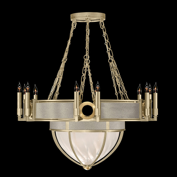 Fine Art Handcrafted Lighting Mirage 35.75"W Round Chandelier 100037 in Standard Soft Gold Leaf, Brass, Coco (100037-512)