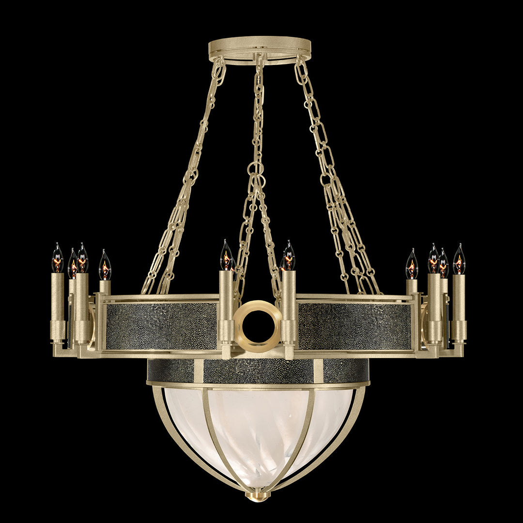 Fine Art Handcrafted Lighting Mirage 35.75"W Round Chandelier 100037 in Standard Soft Gold Leaf, Brass, Black Knight (100037-513)