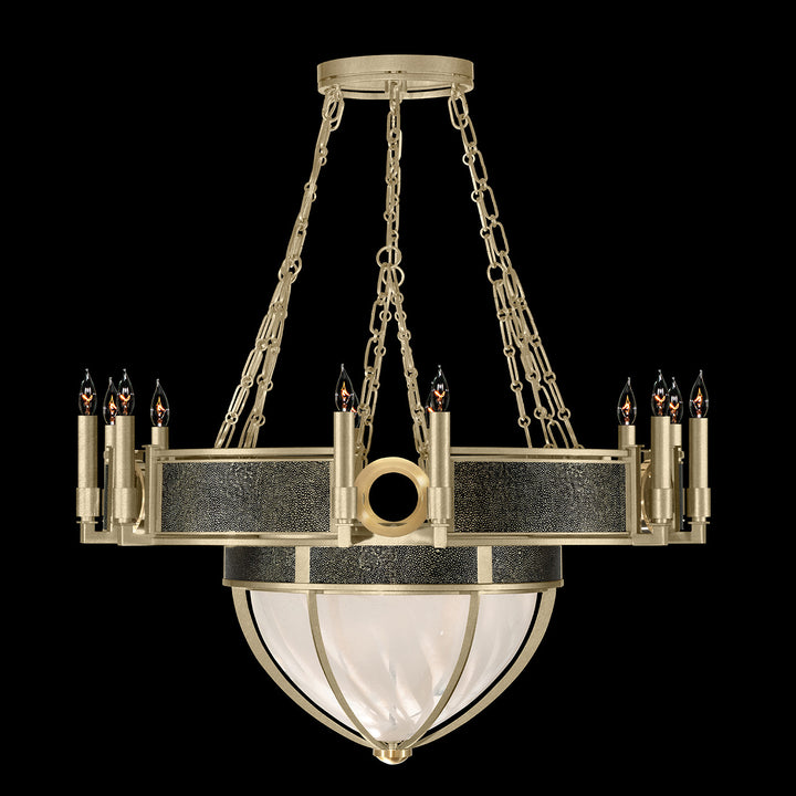 Fine Art Handcrafted Lighting Mirage 35.75"W Round Chandelier 100037 in Standard Soft Gold Leaf, Brass, Black Knight (100037-513)