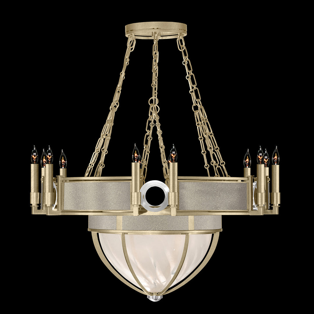 Fine Art Handcrafted Lighting Mirage 35.75"W Round Chandelier 100037 in Standard Soft Gold Leaf, Nickel, Coco (100037-522)