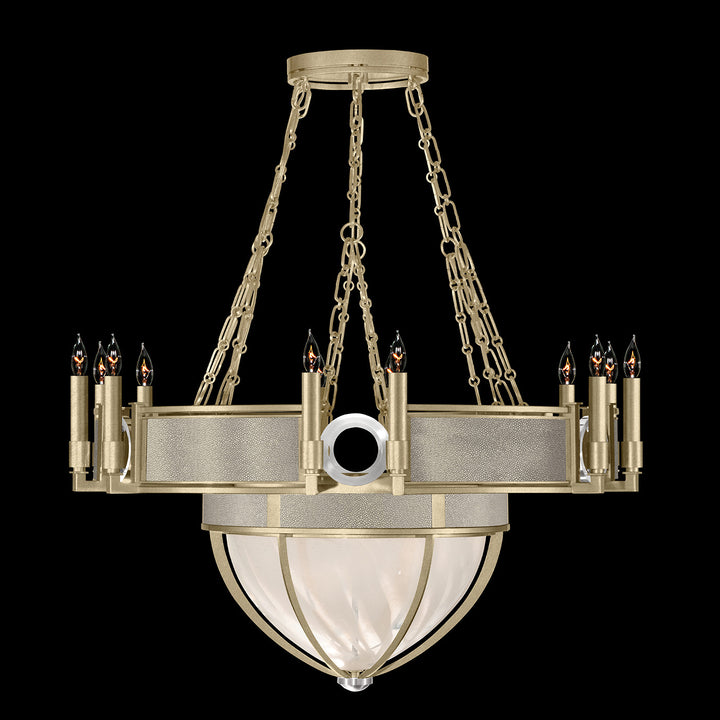 Fine Art Handcrafted Lighting Mirage 35.75"W Round Chandelier 100037 in Standard Soft Gold Leaf, Nickel, Coco (100037-522)