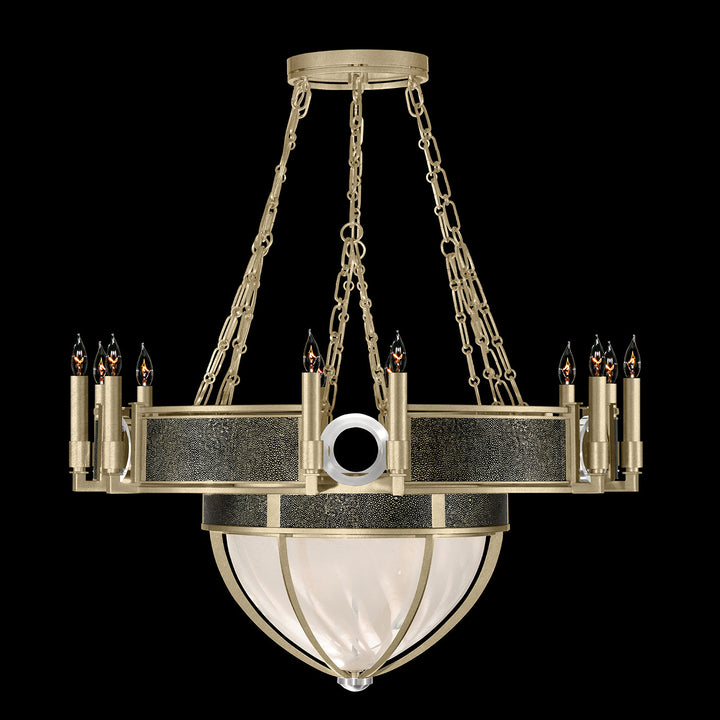 Fine Art Handcrafted Lighting Mirage 35.75"W Round Chandelier 100037 in Standard Soft Gold Leaf, Nickel, Black Knight (100037-523)