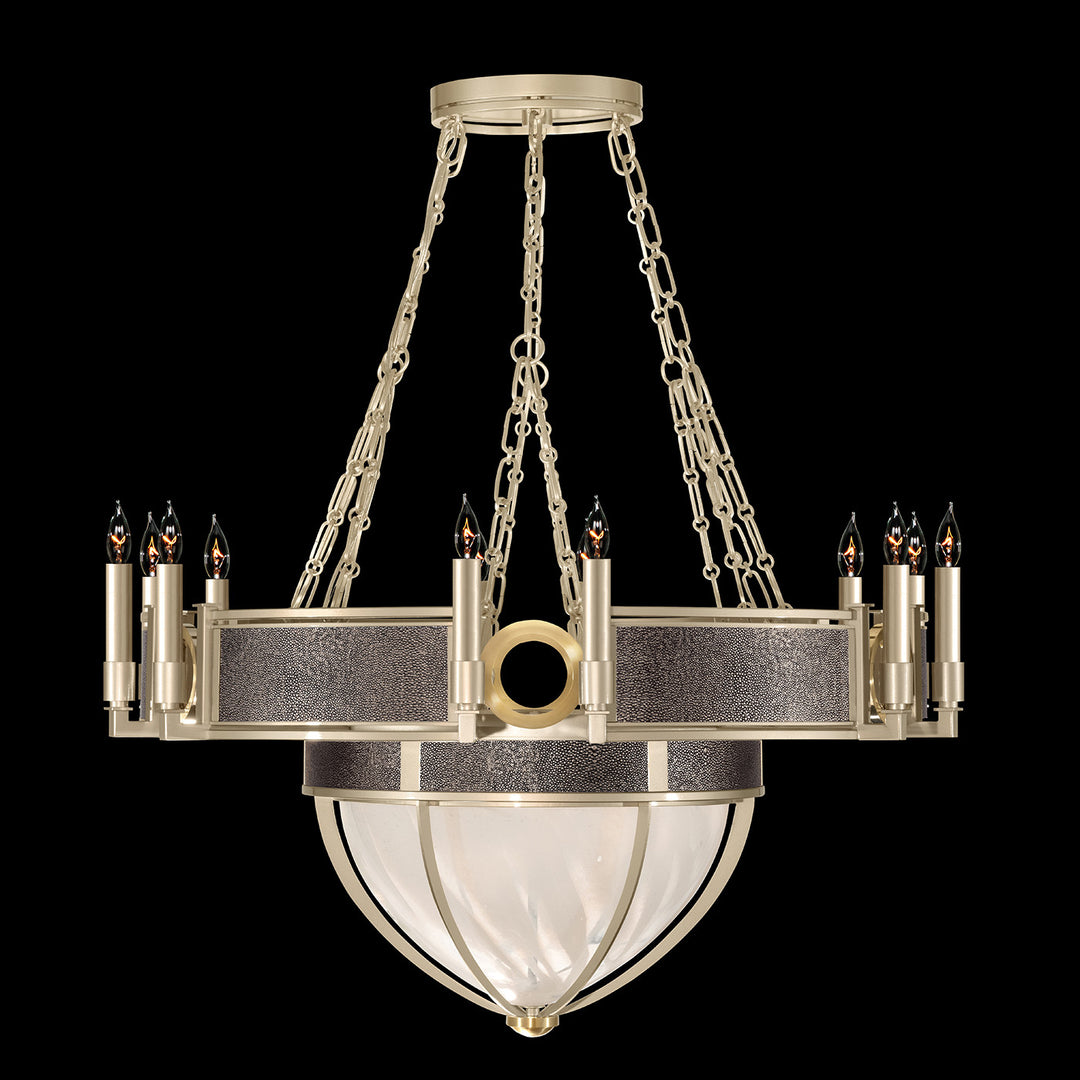 Fine Art Handcrafted Lighting Mirage 35.75"W Round Chandelier 100037 in Champagne, Brass, Pebble (100037-611)