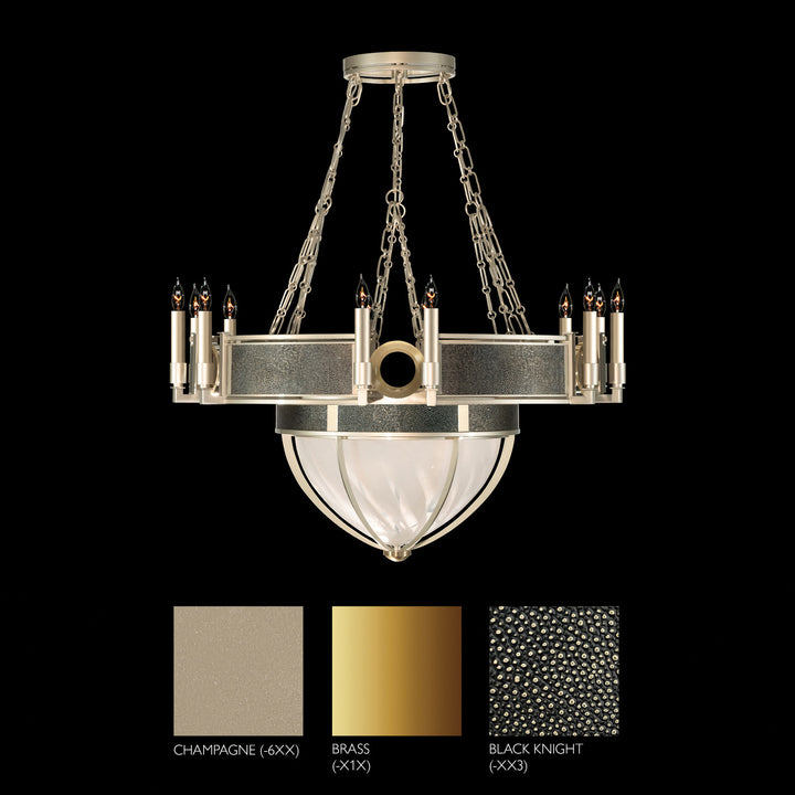 Fine Art Handcrafted Lighting Mirage 35.75"W Round Chandelier 100037 in Champagne, Brass, Black Knight (100037-613)