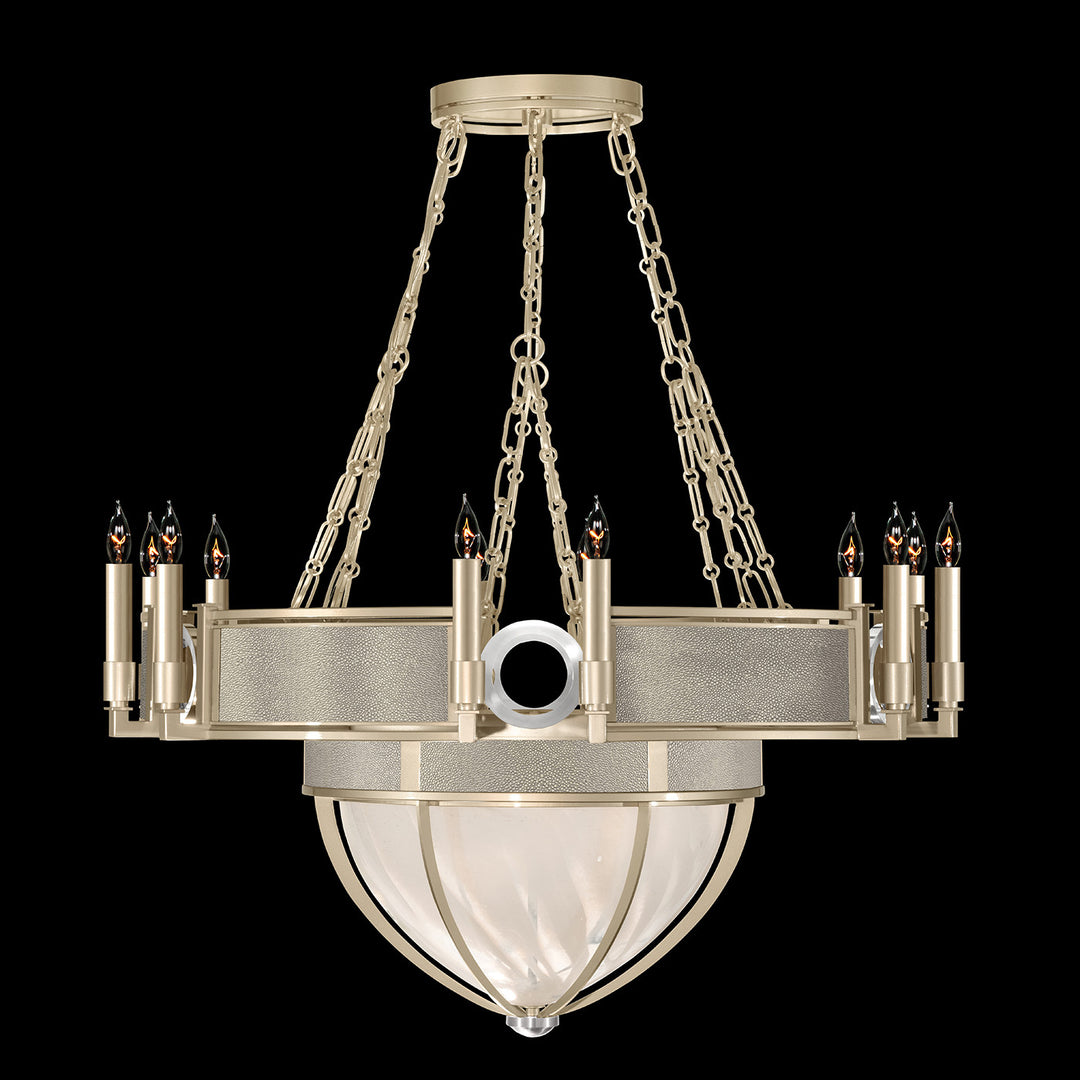 Fine Art Handcrafted Lighting Mirage 35.75"W Round Chandelier 100037 in Champagne, Nickel, Coco (100037-622)