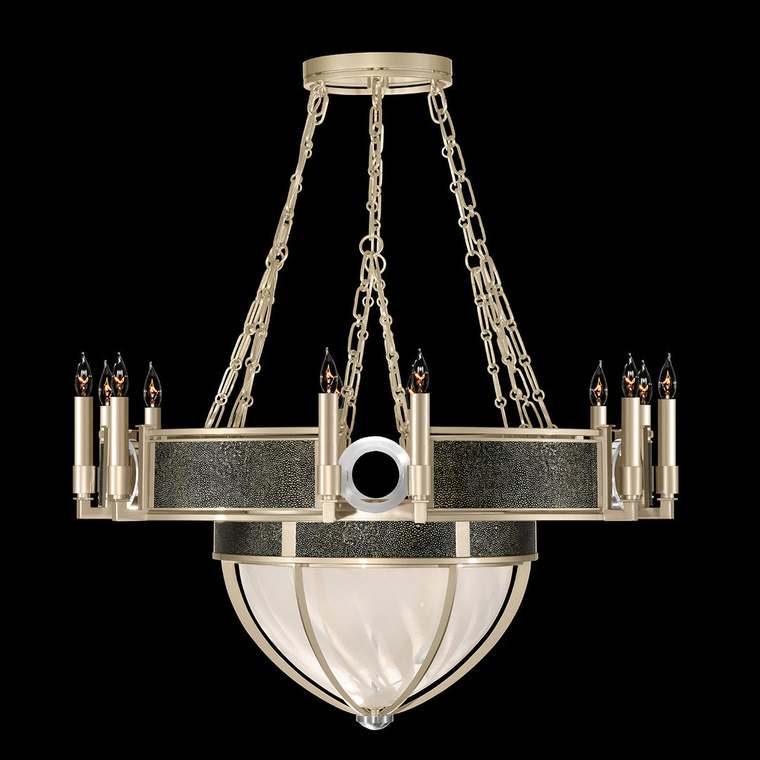 Fine Art Handcrafted Lighting Mirage 35.75"W Round Chandelier 100037 in Champagne, Nickel, Black Knight (100037-623)