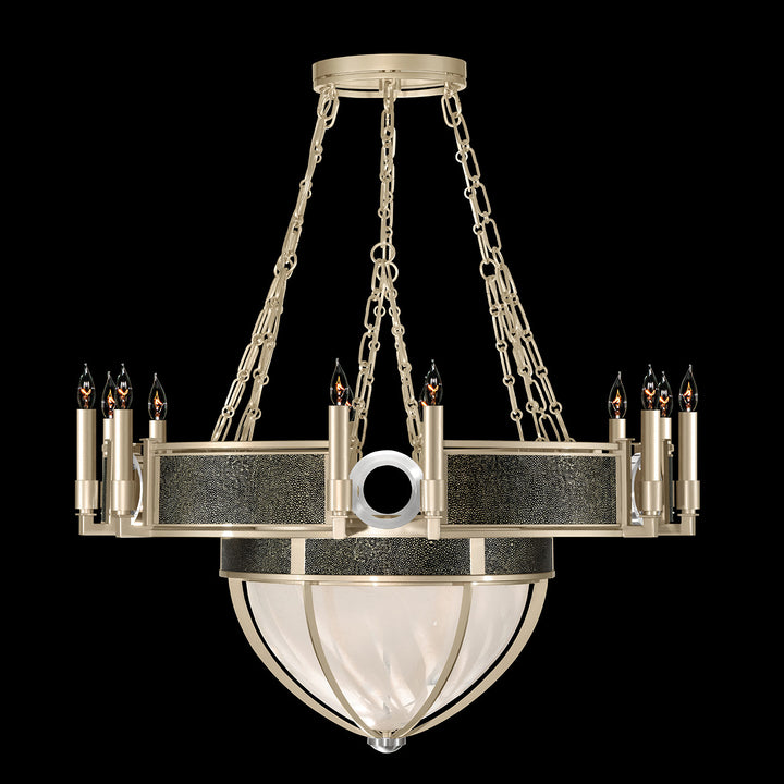Fine Art Handcrafted Lighting Mirage 35.75"W Round Chandelier 100037 in Champagne, Nickel, Black Knight (100037-623)